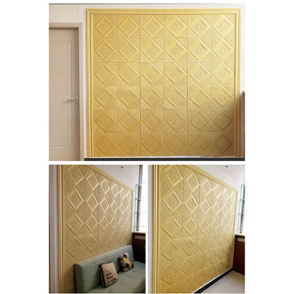 10Pcs 70*70cm Ceiling Wallpaper 3D Brick Waterproof Wall Stickers Foam Wall Paper Self-Adhesive Home Decor