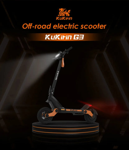 KuKirin G3 Electric Scooter 10" Off-road 1200W Motor 52V 18Ah Lithium battery Max Speed 50km/h, Shock arm Suspension 63km Range.