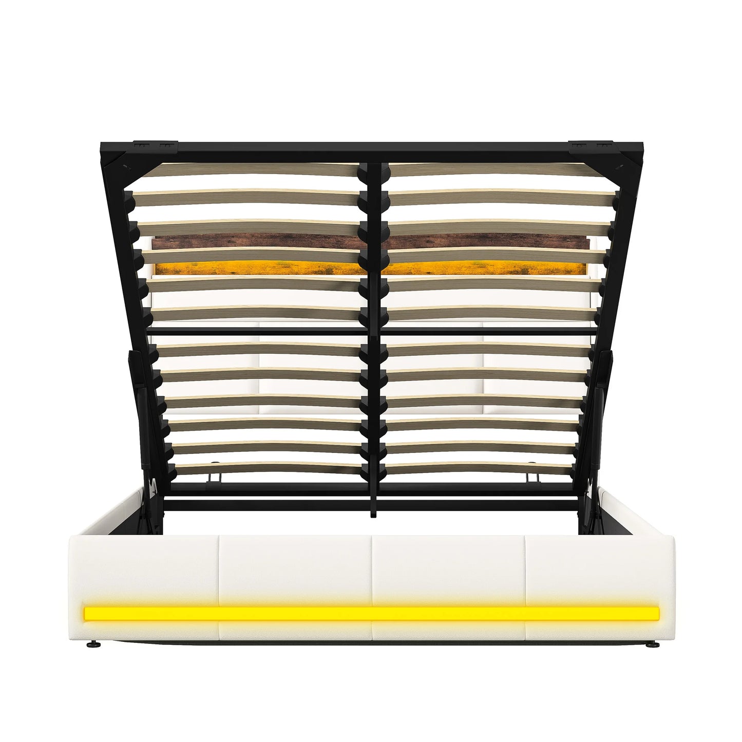 Rosahqnda gepolstertes Doppelbettsystem 140 x 200 cm, modernes Polsterbett, Kopfteil mit LED und USB-Ladestation, PU-Leder