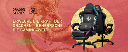 GTPLAYER Gaming Stuhl Gamer Stuhl mit Bluetooth-Lautsprechern und Fußstütze, Dragon Series Bürostuhl, Ergonomischer Gaming-Stuhl