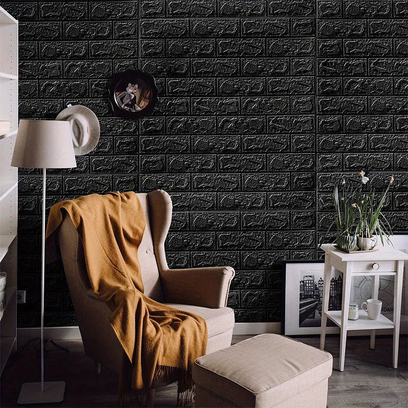Black brick pattern wallpaper thick waterproof and moisture-proof living room bedroom decorative sticker self-adhesive
