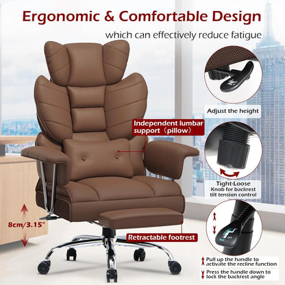 Desk Chairs Ergonomic Office Chair PU Leather Computer Chairs Adjustable Big High Back Executive Chair Swivel Chair