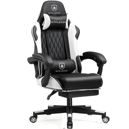 GTPLAYER Gaming Stuhl, Gamer Stuhl, Ergonomischer Bürostuhl mit Fußstütze Verstellbare Lenden und Kopfkissen, Gaming Chair