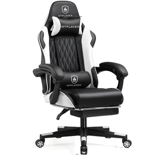 GTPLAYER Gaming Stuhl, Gamer Stuhl, Ergonomischer Bürostuhl mit Fußstütze Verstellbare Lenden und Kopfkissen, Gaming Chair