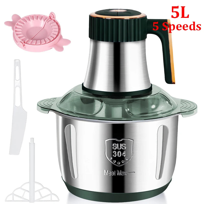 2L/5L Electric Meat Grinder Food Processor Chopper Stainless Steel Kitchen light Machine Chopper Slicer Machine Home Grinder.