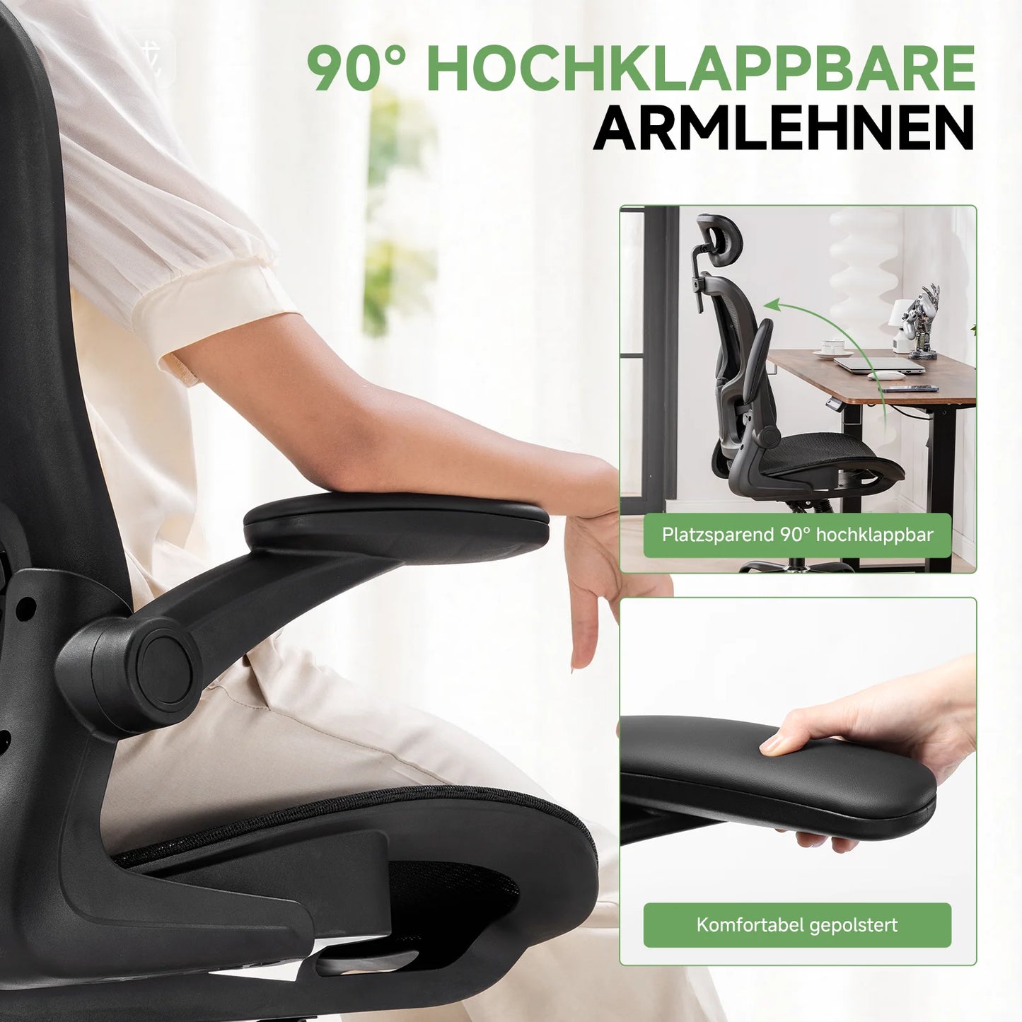 GTPLAYER Bürostuhl Ergonomisch, Schreibtischstuhl mit Verstellbarer Kopfstütze,Gaming Stuhl Wippfunktion, Chefsessel aus Mesh