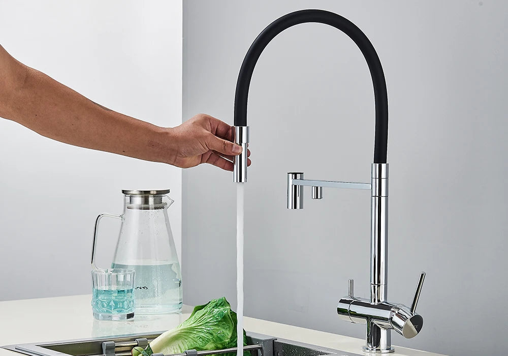 Black Grey Filtered Kitchen Faucet Water Filter Kitchen Faucets Filter Faucet Mixer Water Purification Water Drinking Water Taps