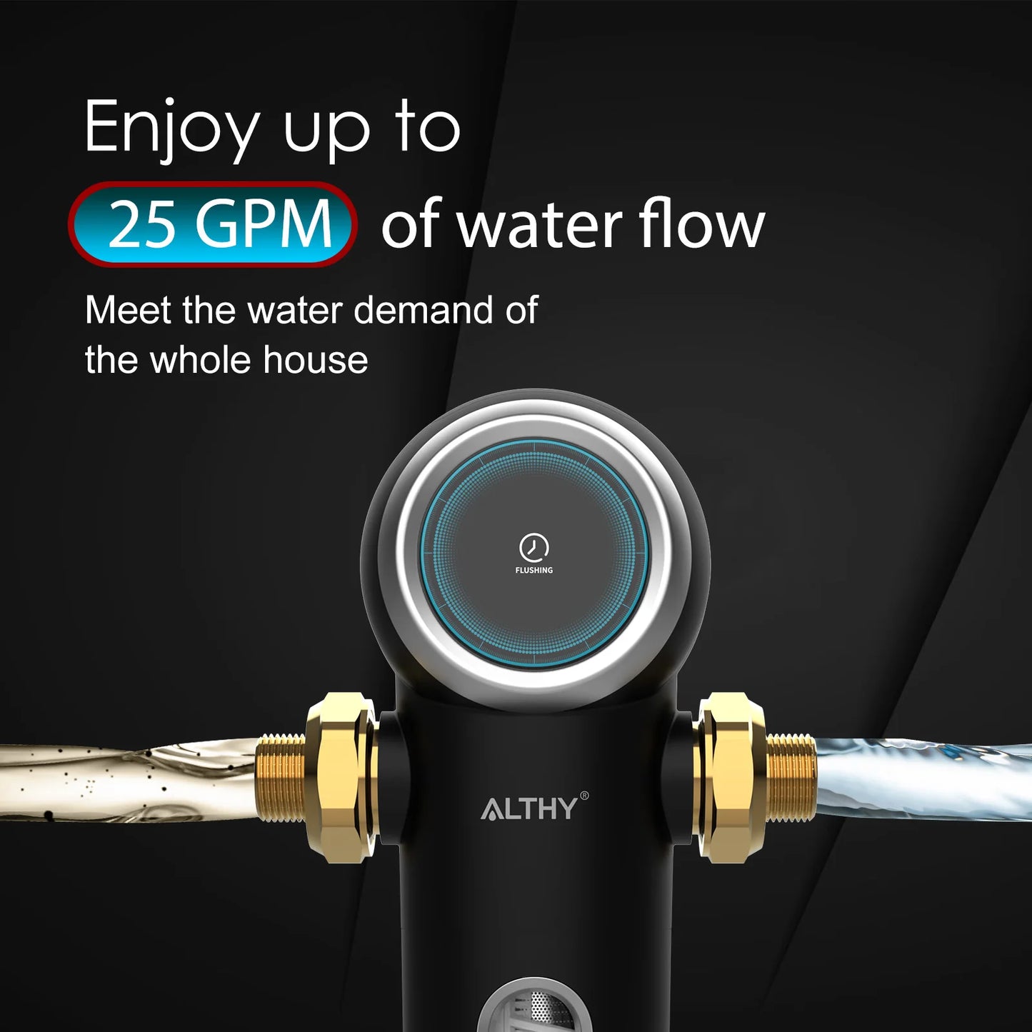 ALTHY Automatic Rotary Backwash Pre filter System Whole House Spin Down Sediment Water Filter Purifier Stainless Steel Mesh.