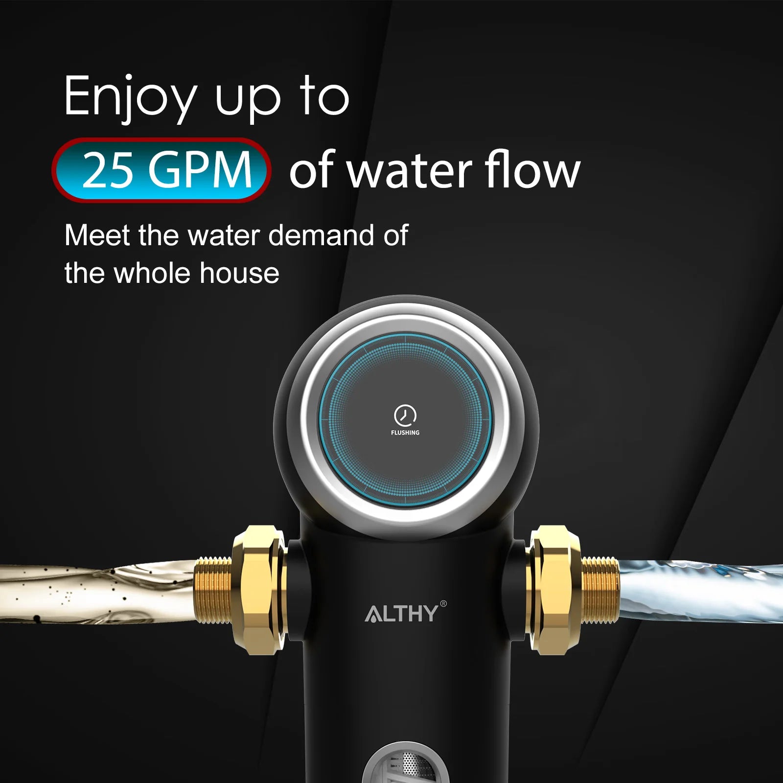 ALTHY Automatic Rotary Backwash Pre filter System Whole House Spin Down Sediment Water Filter Purifier Stainless Steel Mesh.