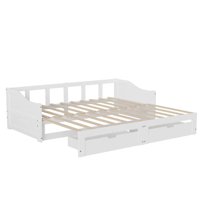 Schlafsofa 90/180 x 200 cm, Doppelbett, Einzelbett mit ausziehbarer Schublade, mit Lattenrost, Massivholz, keine Matratze