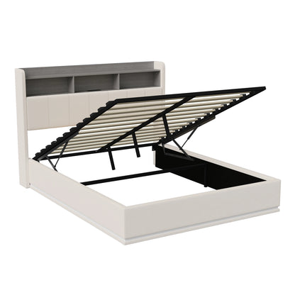 Rosahqnda hydraulisches Doppelbettgestell 140–160 x 200 cm mit LED, USB und großem Stauraum, gepolstertes Gästebett, Teenager-Wohnbett, Samt