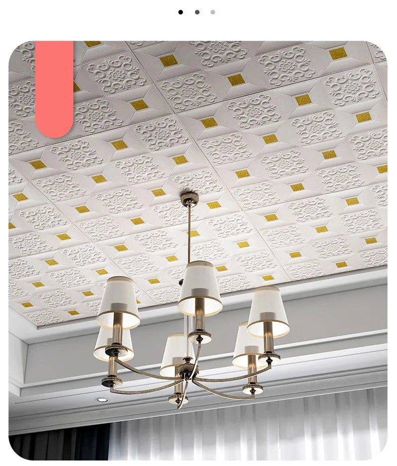 10Pcs 70x70cm Big Size Ceiling Wallpaper 3D Brick Waterproof Wall Stickers Foam Self-Adchive Wall Decoration