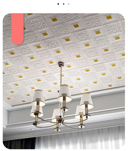 10Pcs 70x70cm Big Size Ceiling Wallpaper 3D Brick Waterproof Wall Stickers Foam Self-Adchive Wall Decoration