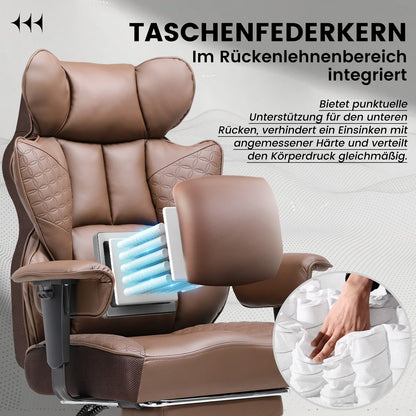 COMHOMA Gaming Stuhl, ergonomischer Bürostuhl, Schreibtischstuhl mit verstellbare Armlehnen, Taschenfederkern-Lendenwirbelstütze