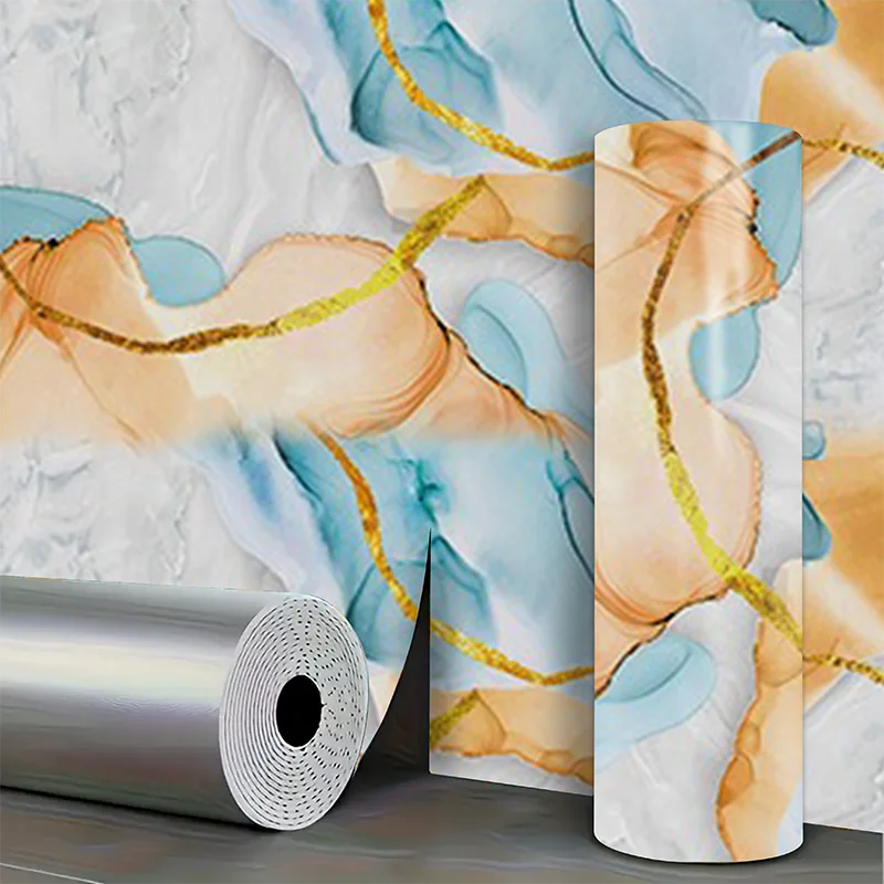 Imitation tile self-adhesive PVC marble waterproof wall sticker for living room kitchen bedroom decoration sticker