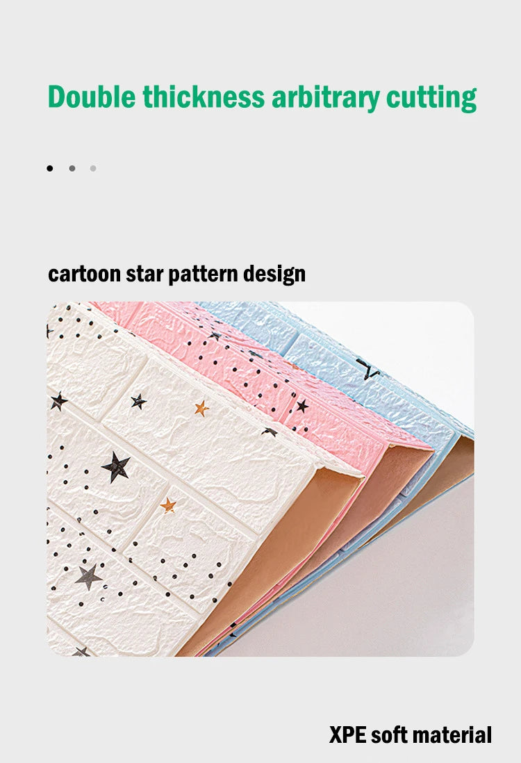 70cmx1m 3D Wall Sticker Faux Brick Bedroom Home Decor Waterproof Self Adhesive Wallpaper Living Room TV Background Decoration