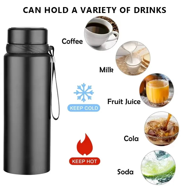 1L Stainless Steel In-vehicle Thermos Water Bottle Keep Cold and Hot Water Bottle Thermos for Water Tea Vacuum Flasks.