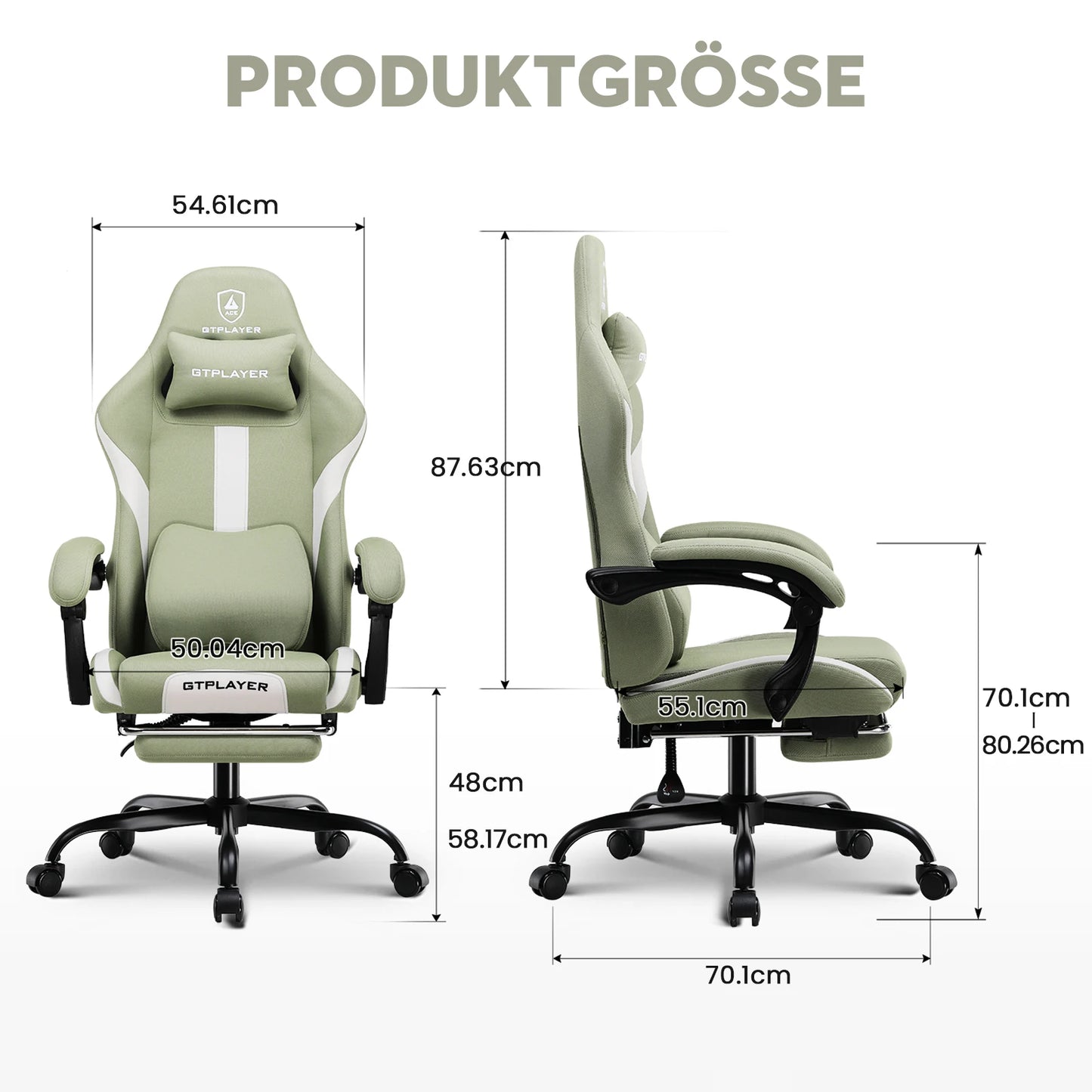 GTPLAYER Gaming Stuhl, Gamer Stuhl, Atmungsaktiver Bürostuhl aus Hochwertigem Stoff, Ergonomischer PC-Stuhl, Verstellbarer