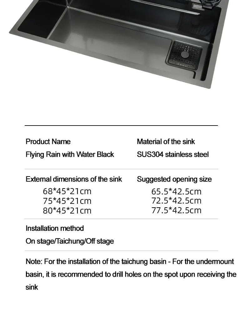 under the household sink    Black Stainless Steel Nano Undermount/Drop in Waterfall Single Bowl Kitchen Sink With Pull-Out Fauce