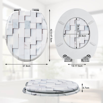 O-förmiger Toilettensitz, verstellbare Scharniere, Toilettendeckel mit Motiv, Soft-Close-Mechanismus für Badezimmer