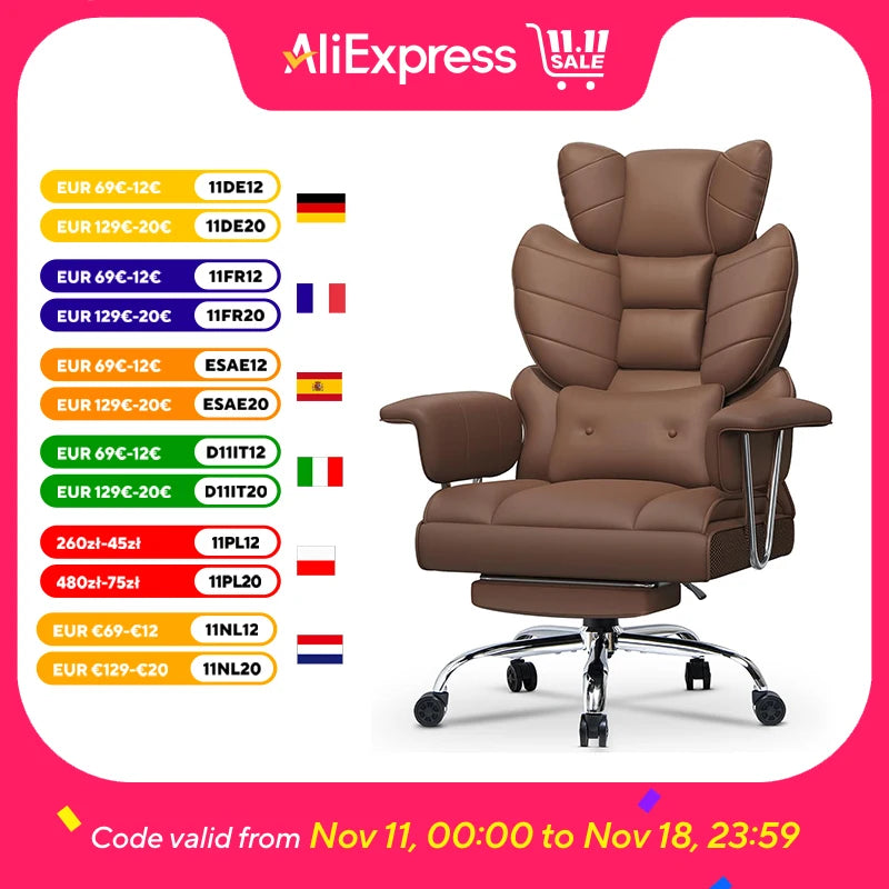 Desk Chairs Ergonomic Office Chair PU Leather Computer Chairs Adjustable Big High Back Executive Chair Swivel Chair