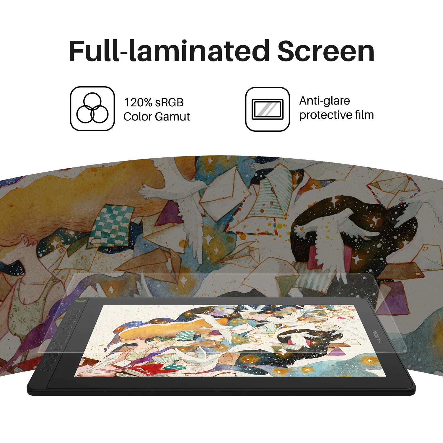 HUION New Arrival Kamvas 16(2021) Graphics Drawing Monitor Battery-free Digital Pen Tablet For Win/MAC And Android 120%s RGB.