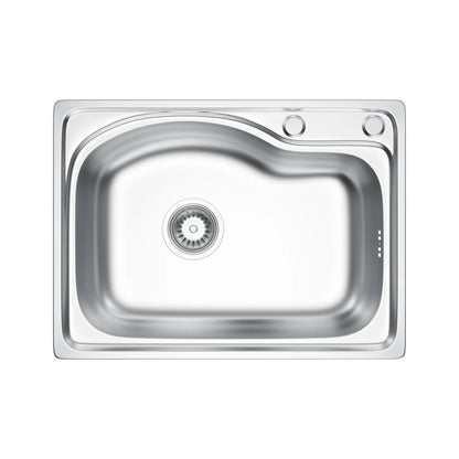 58 x 43 cm große Küchenspüle aus silbernem Inox-Edelstahl mit Abflussbaugruppe – obere Montage für Zuhause