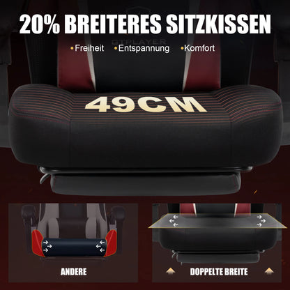GTPLAYER Gaming Stuhl mit Fußstütze, ergonomischer Bürostuhl mit Netzrückenlehne, Schreibtischstuhl Gaming Sessel aus Stoff