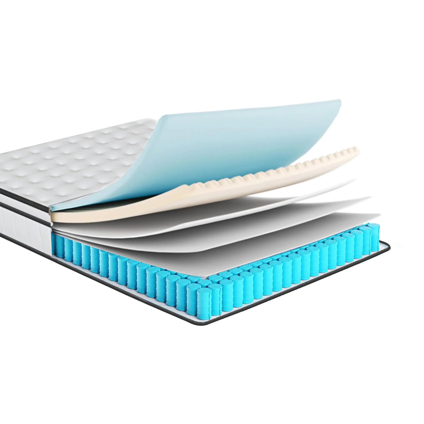 Rosahqnda Matratze-90cm Breite,Unabhängige Taschenfederkern-Memoryschaummatratze mit hoher Unterstützung,7 Komfortzonen 25cmhoch