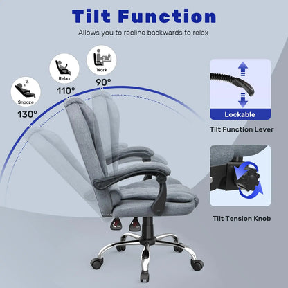 Ergonomic Office Chair Desk Chair with High Backrest PU Leather Swivel Chair Deck Chair Gaming Chair for Office Home