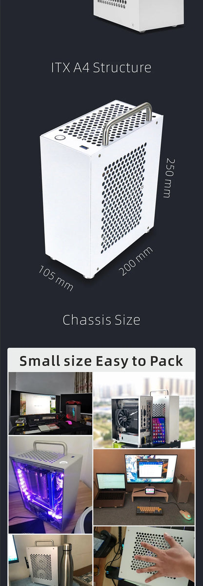 METALFISH S3 MINI ITX Case Aluminum 5 Litre PC Gaming Small Chassis With Handle Support RTX3060/13600 Computer Compact A4 Case.