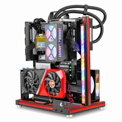 METALFISH BlockCase Aluminum Open Frame Case Support ATX/M-ATX Mainboard GPU Mount Horizontally 240 Water Cooler Gaming Cabinet.