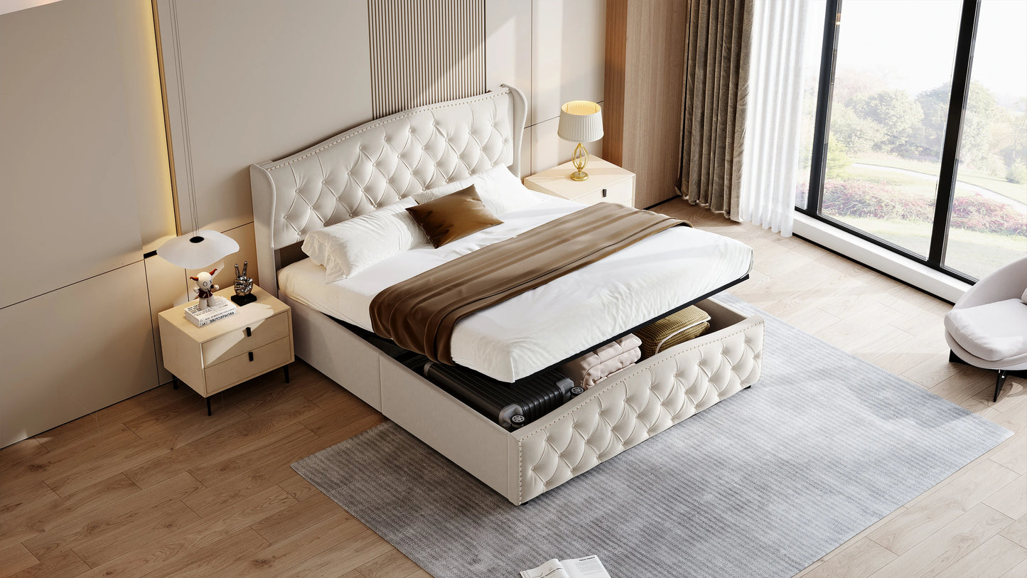 Rosahqnda hydraulisches Bett im modernen Stil, Stilvolles Doppelbett für Jugendliche, Kinder und Erwachsene, ohne Matratze