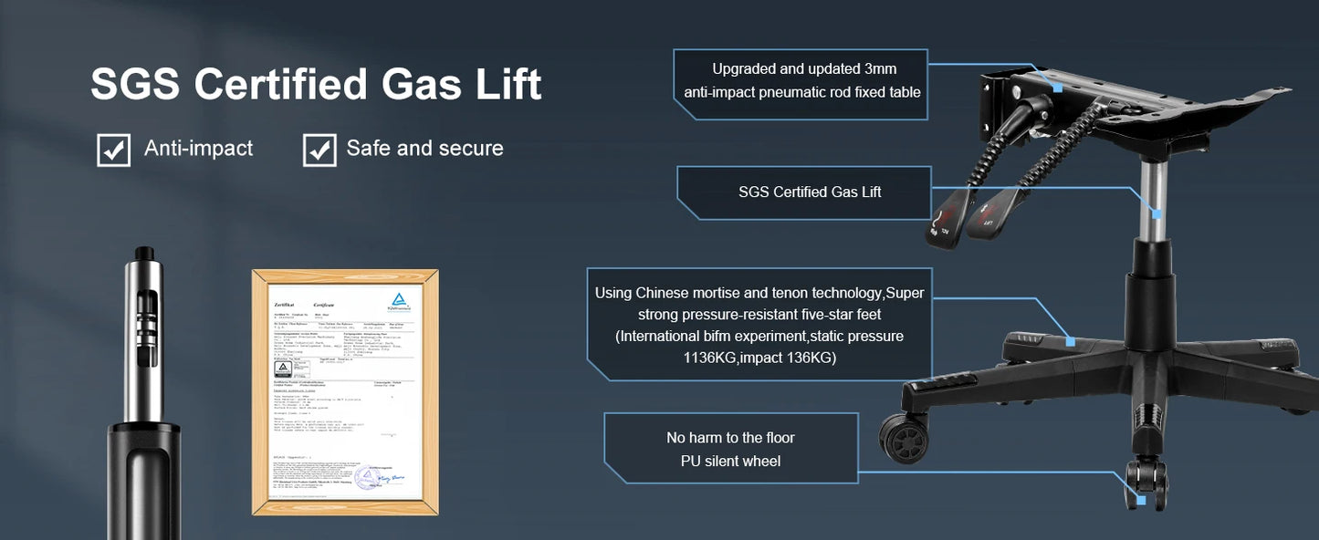 LUCKRACER Gaming Stuhl mit fußstütze Bürostuhl Ergonomisch mit verstellbare Lendenkissen, Kopfkissen Gaming Chair