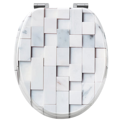O-förmiger Toilettensitz, verstellbare Scharniere, Toilettendeckel mit Motiv, Soft-Close-Mechanismus für Badezimmer