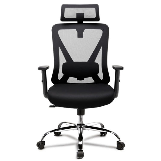 COMHOMA Bürostuhl Ergonomisch，Schreibtischstuhl mit 3D-Kopfstütze & 3D-Lendenwirbelstütze, verstellbare Armlehnen, Office Chair