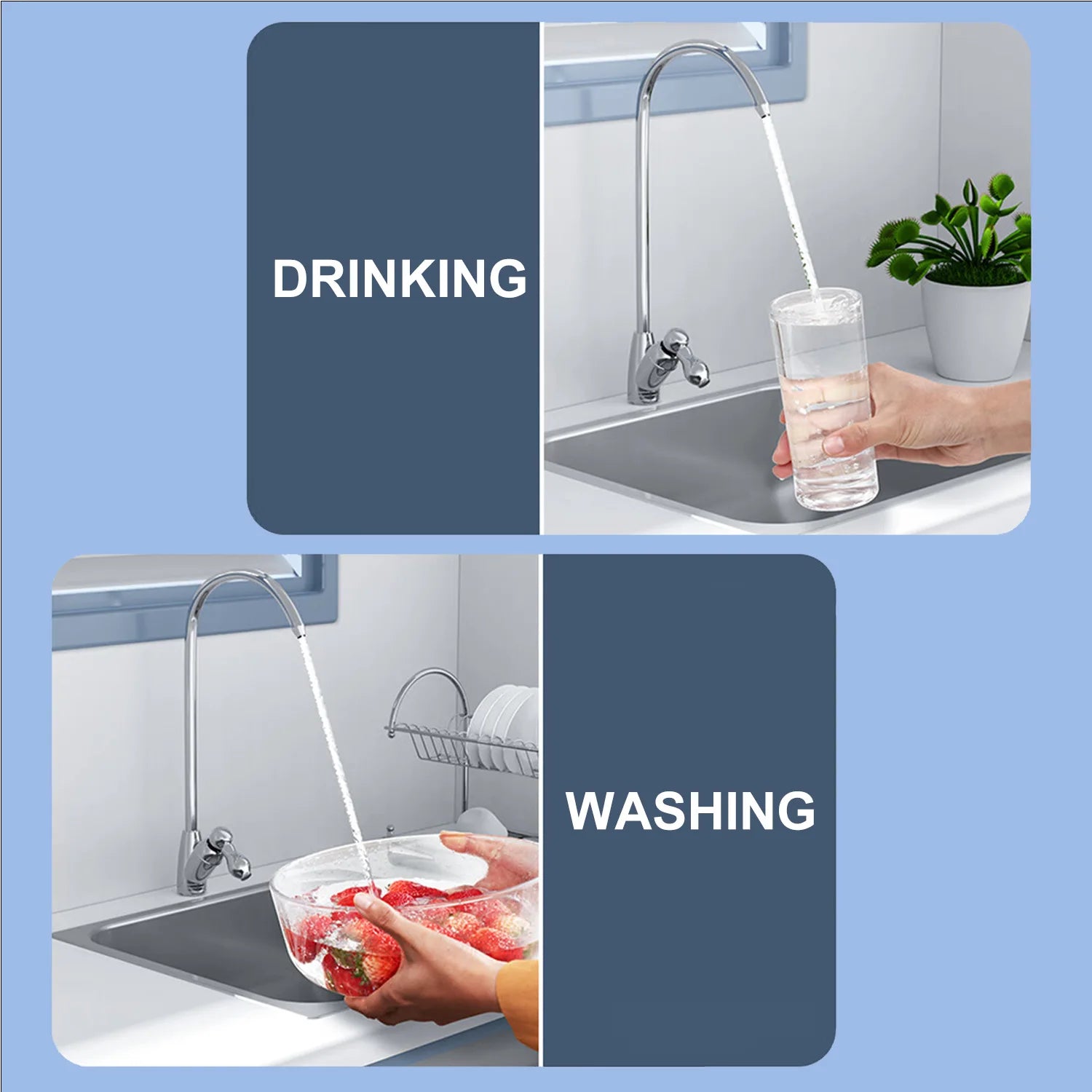 ALTHY U200PRO Kitchen Under Sink Drinking Water Filter Purifier 5 in 1, Stainless Steel Filtration System With Faucet.