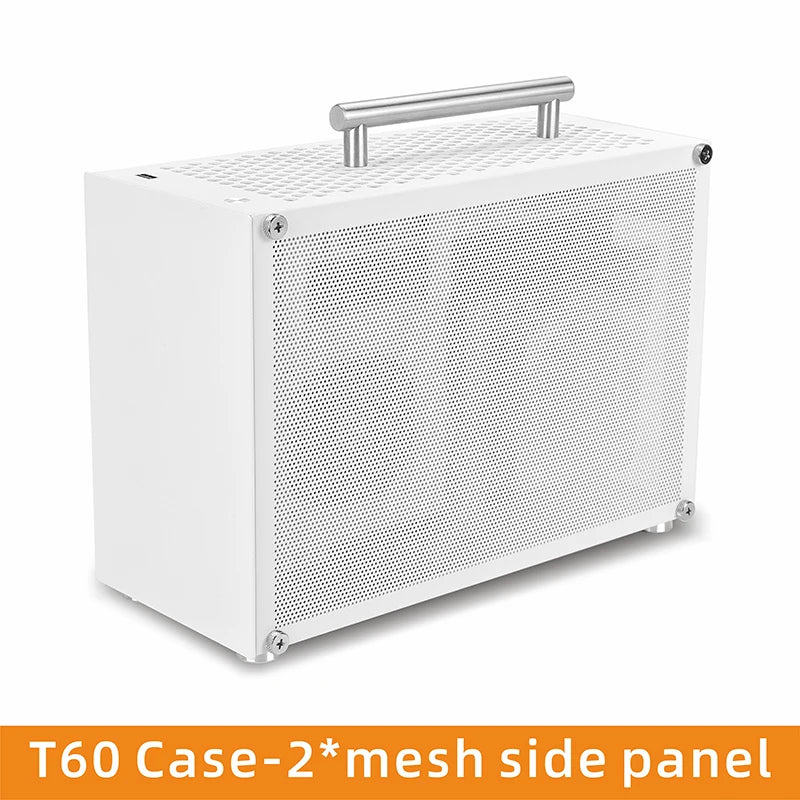 METALFISH T60 Mini ITX White Case 9L With Acrylic Or Mesh Side Panel and Portable Handle Support SFX PSU/300mm GPU/2*120mm Fan