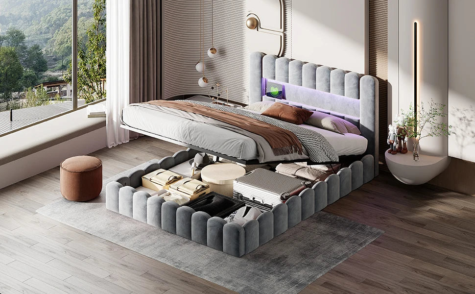 Rosahqnda Polsterbett 180 x 200 cm, gepolsterter Doppelbettrahmen mit Kopfteil für Schlafzimmer und Jugendzimmer, Lattenrost aus Holz