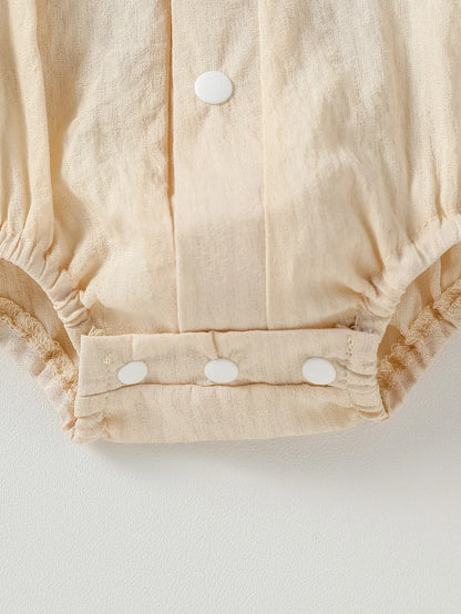 Baby Solid Jungen Kurzarm Button Up Kragen Body Sommer Alltag Overall