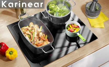 Karinear Built-in 4-Burner Induction Cooktop, electric Induction Hob with Flexzone, Slider Control, Timer, Boost Function, 7200W.