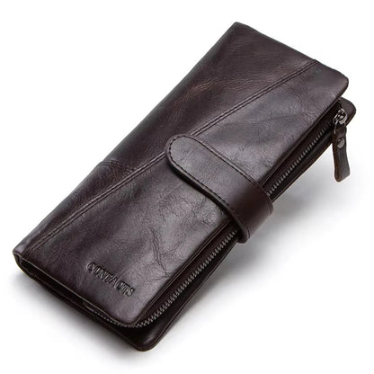 Contact's New Genuine Leather Wallet Fashion Coin Purse For Ladies Women Long Clutch Wallets With Cell Phone Bags Card Holder
