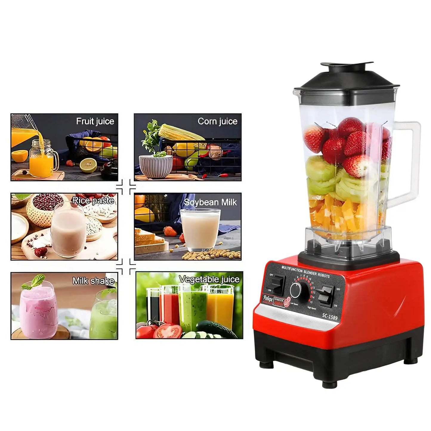 2-in-1 Powerful Blender Table Blenders Food Processor Ice Smoothies for Kitchen High Power Juicer Blender BPA Free.