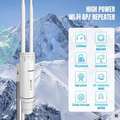 2*5dBi Antenna Long Range WiFi Base Station Amplifier High Power AC1200 Outdoor Access Point 2G&5G Omnidirection Router Repeater.