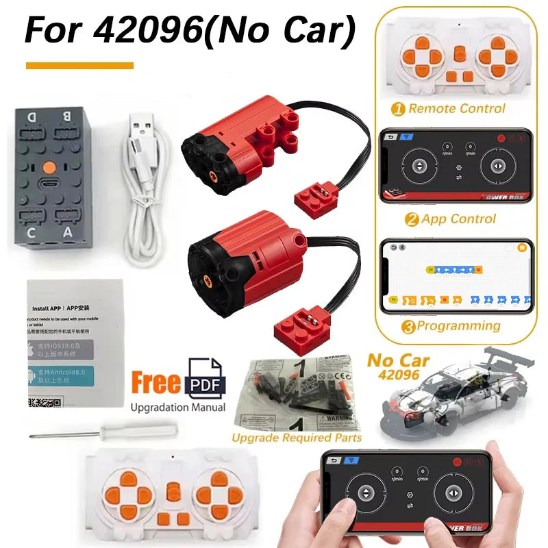 Technical Motor Battery Box Power Functions Parts IR Speed Servo Light Receiver PF APP Remote Control Car Building Blocks Bricks.