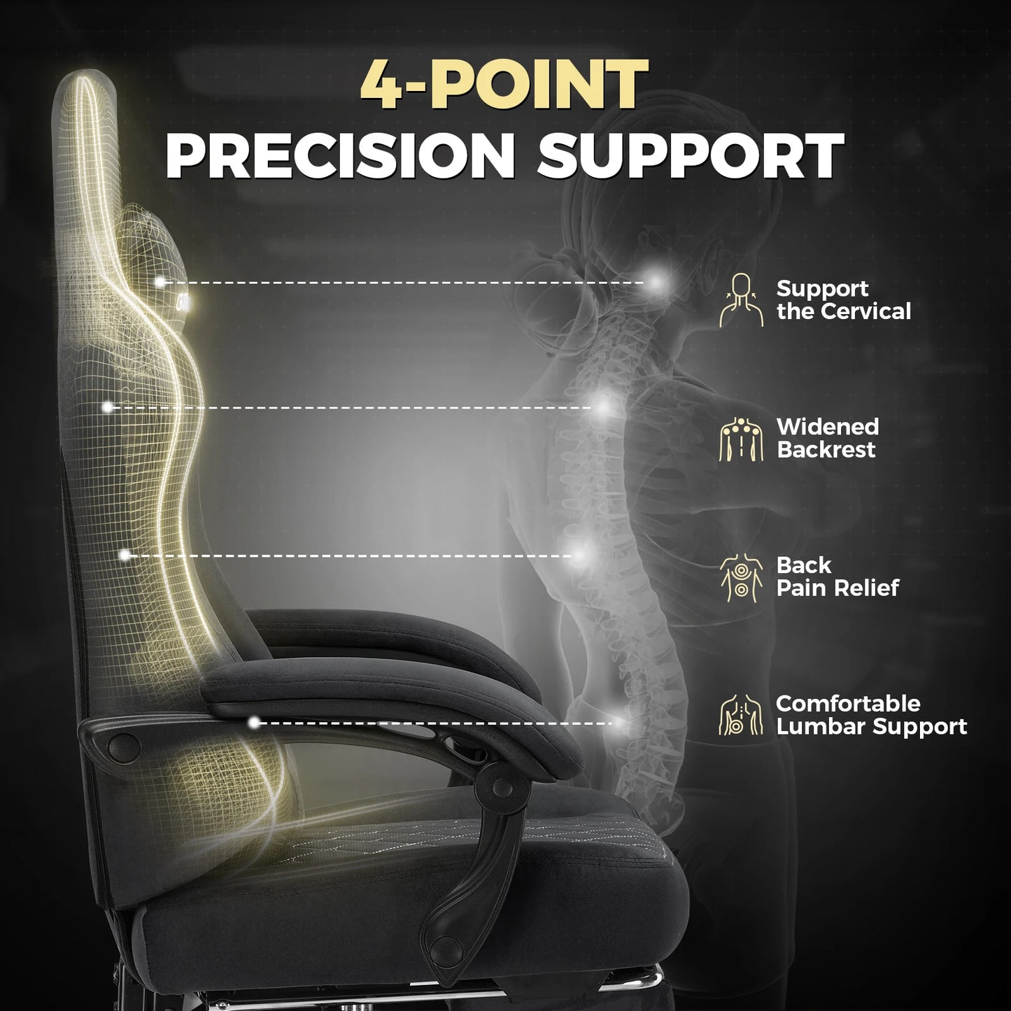 GTPLAYER Gaming Stuhl Stoff Gaming Chair Ergonomisch Bürostuh PC Stuhl, Verstellbarer und Drehbarer Schreibtischstuh