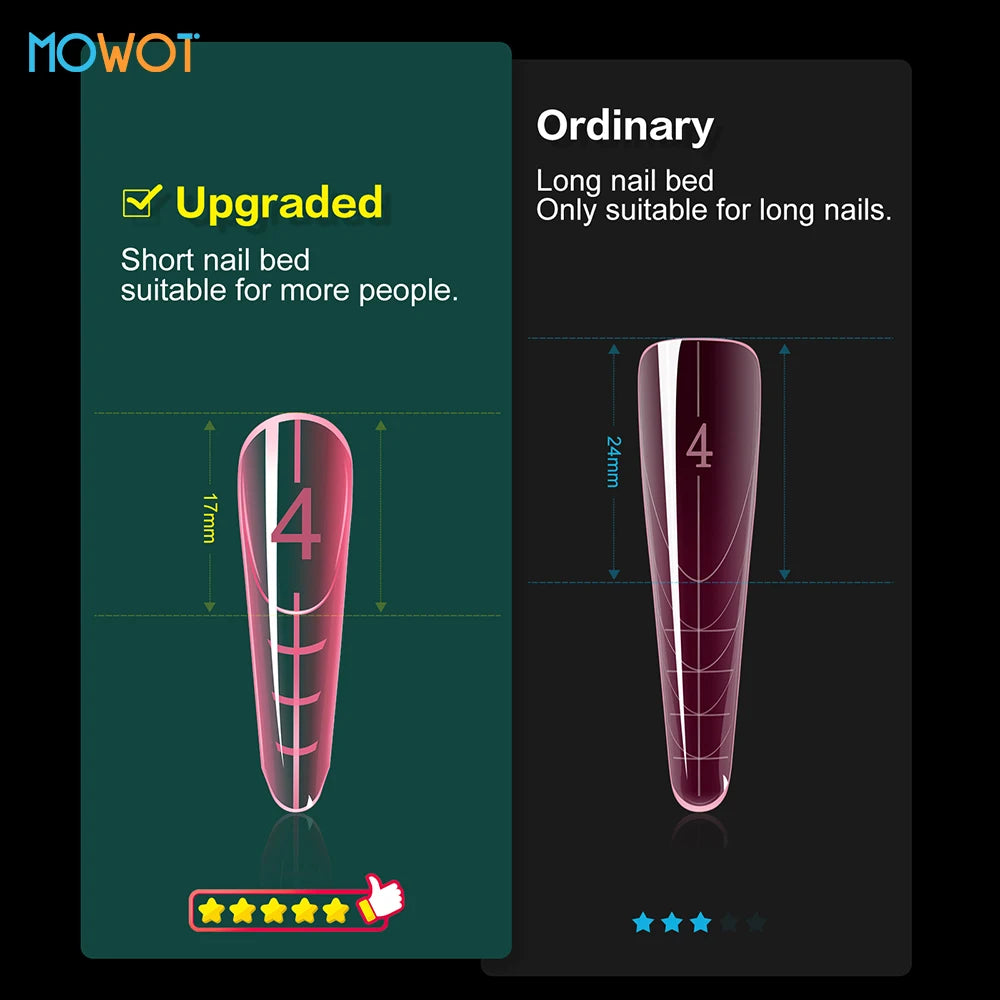 MOWOT 120pcs New French Nail Dual Forms with Rim Inside Quick Building Gel Mold Full Cover Extension Top False Tips Nail Forms.