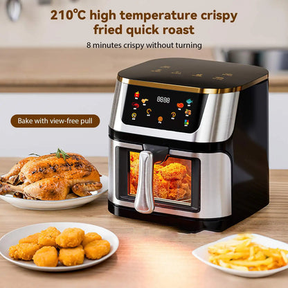 1400W 8L Air Fryer Stainless Steel Visible wide Capacity Electric Oven Touch glass Multifunctional Electric Fryer.