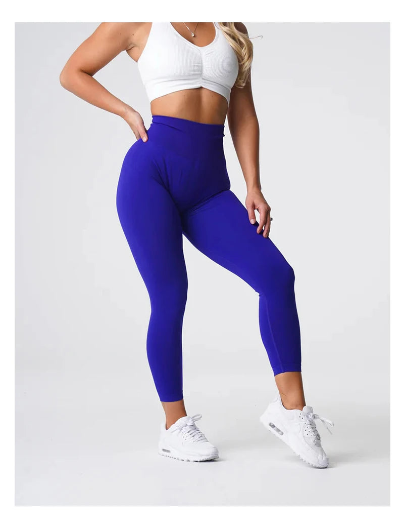 TKITK Solid Leggings Women Seamless Sports  Scrunch Bum Tights cycling shark pants Yoga shorts Gym navigation nv Workout wear.