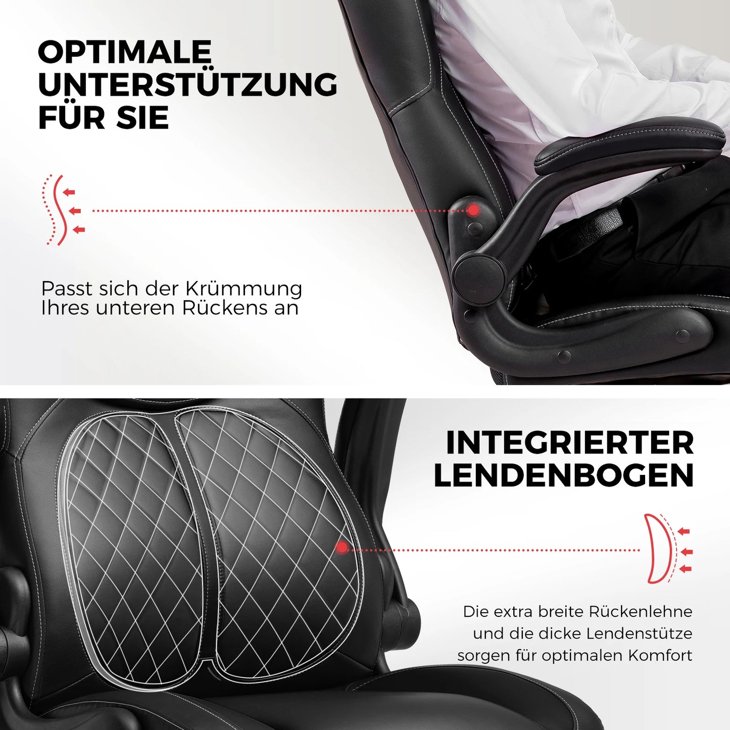 GTPLAYER Gaming Stuhl mit hochklappbarer Armlehne, Gamer Stuhl mit Schaukelfunktion, Ergonomischer Computer Gaming Stuhl